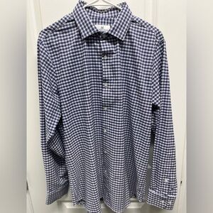 Mizzen & Main Trim fit men’s large performance LS Red/white/blue Tattersall